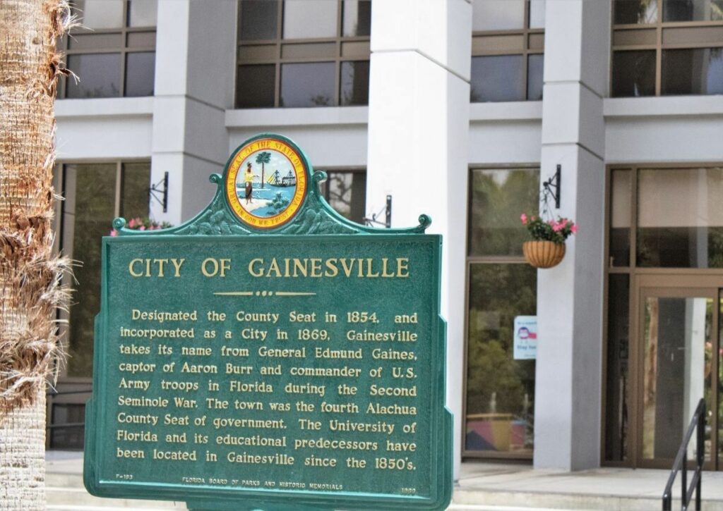 City of Gainesville historical sign City Hall