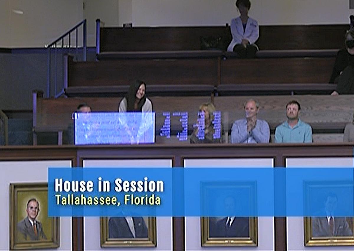 Minde Reinhart appeared at the Florida House for the vote on the Rex and Brody Reinhart Act.