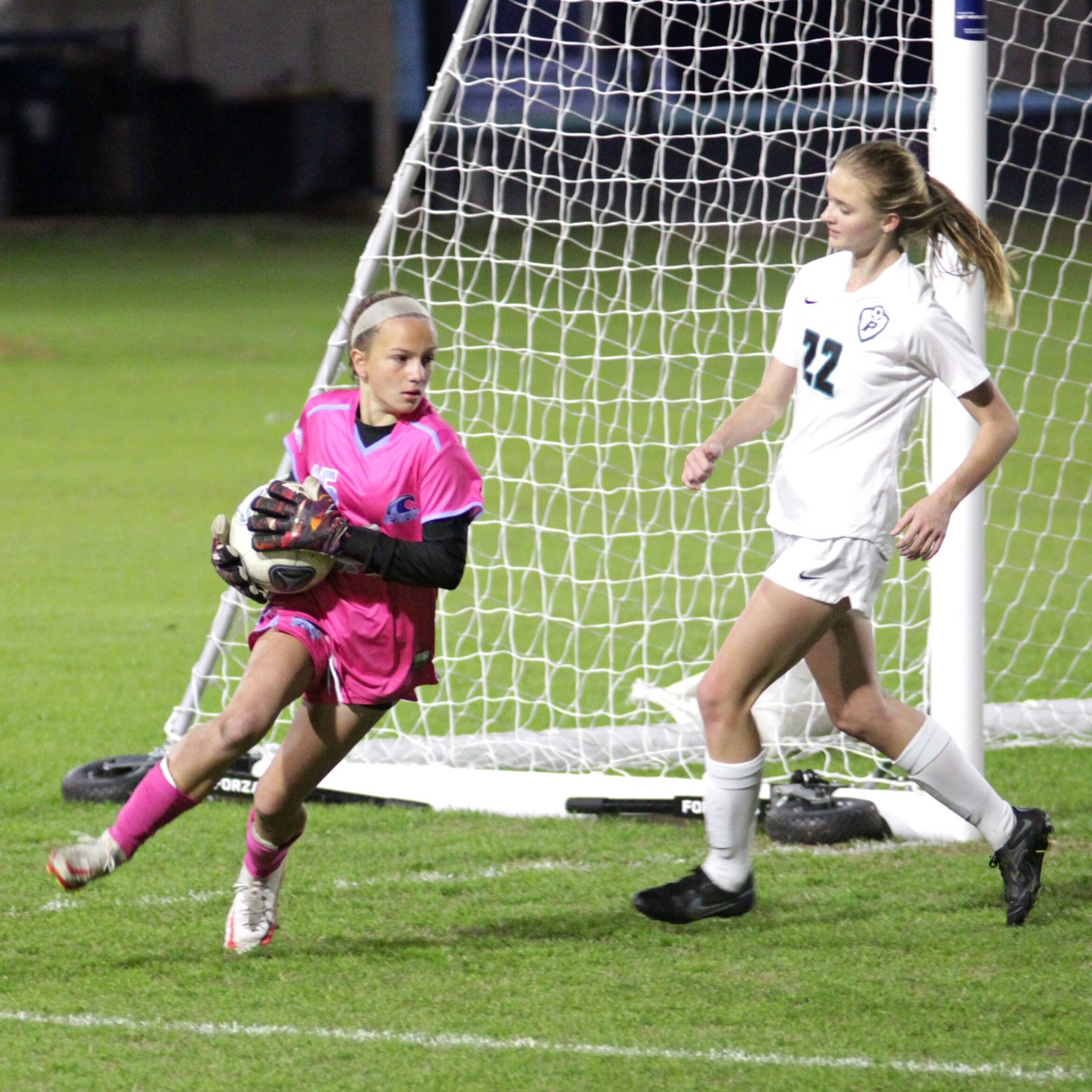 P.K. Yonge's goalie Norah Pancoast with a save.