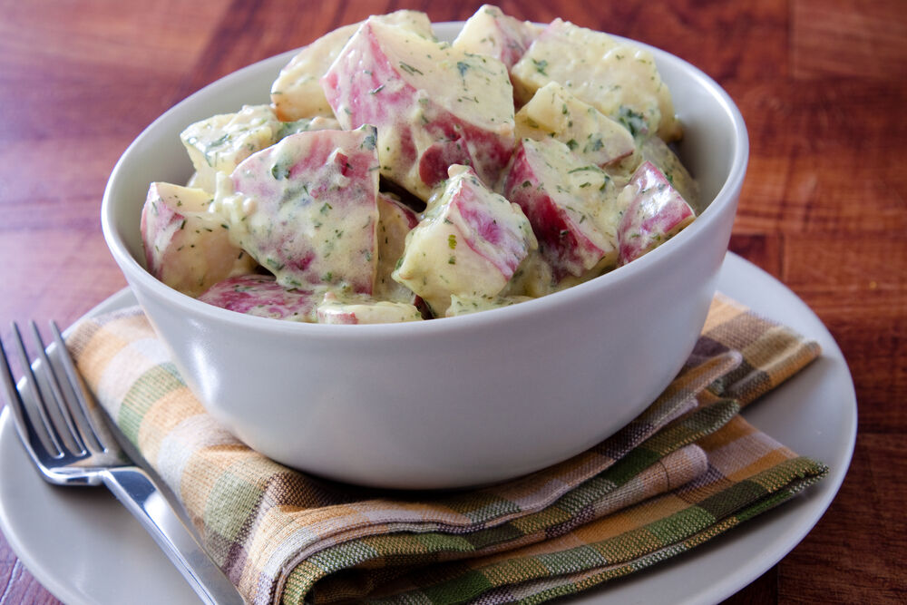 Creamy red-skinned potato salad