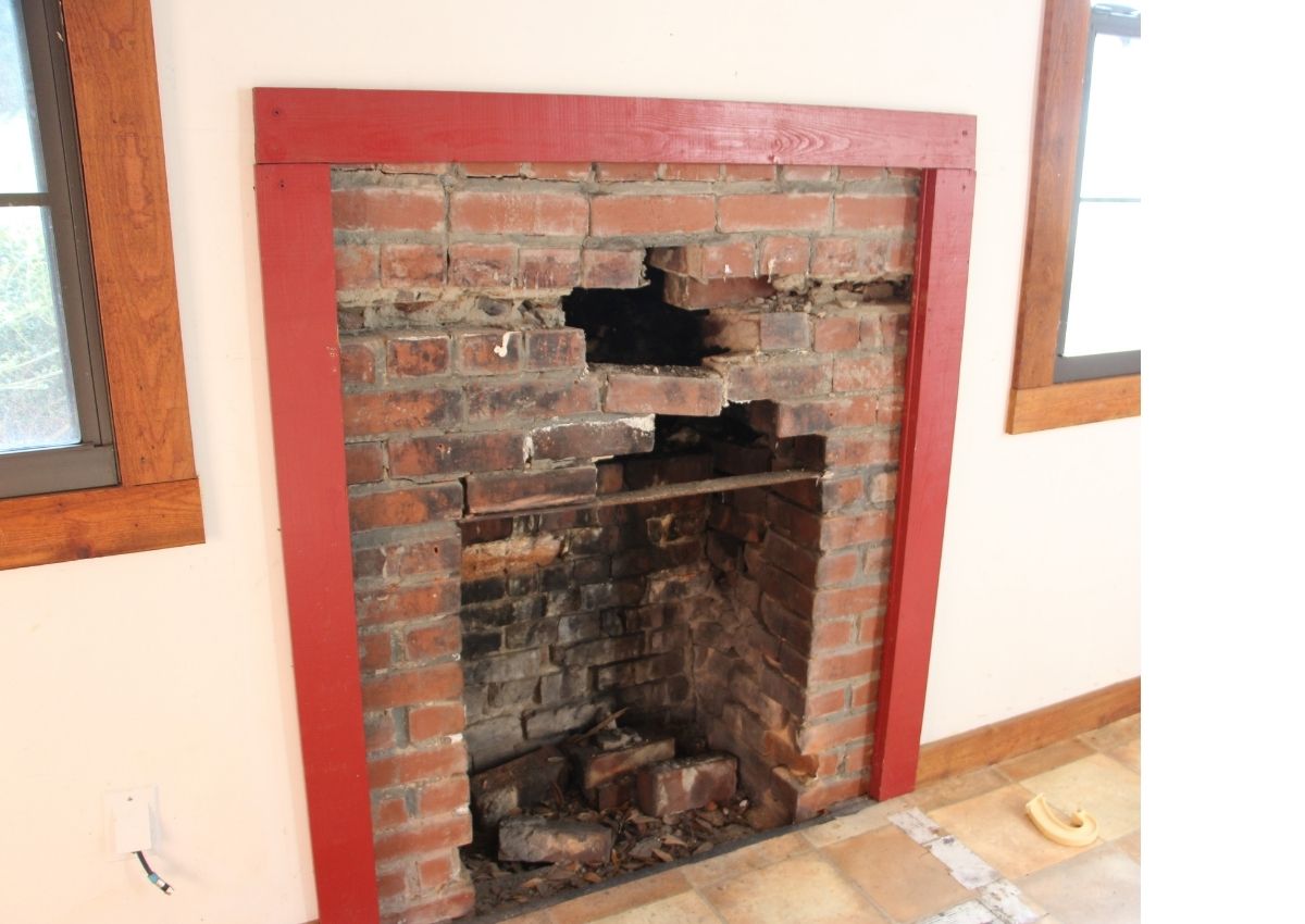 Fireplace in the Perkins home near Dudley Farm