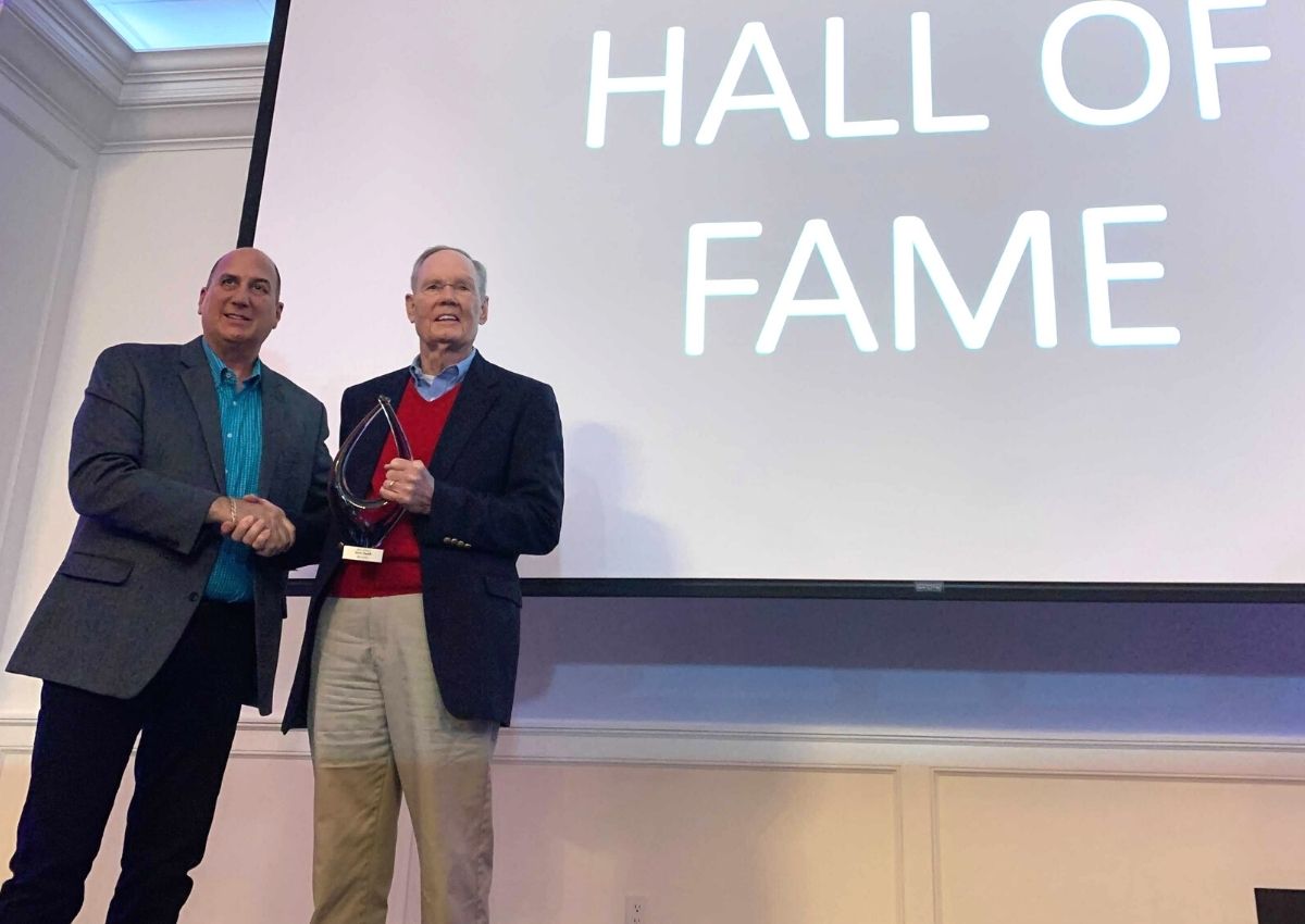 Mitch Glaeser (left) Jerry Smith Hall of Fame award at Alachua Chamber of Commerce annual gala