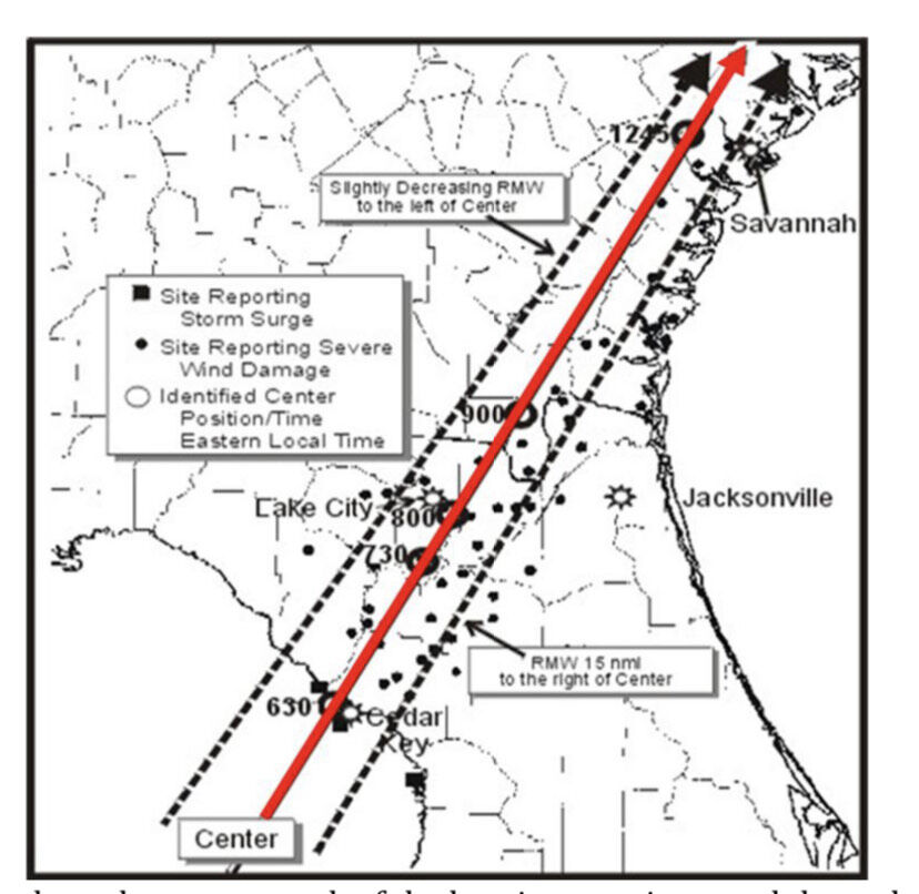 Path of the Cedar Keys Hurricane of 1896