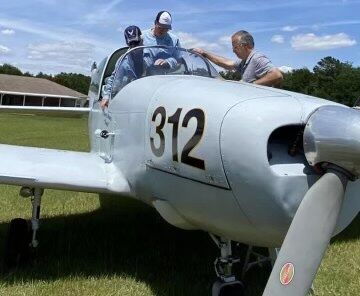 Ken Hewes shows off his 1947 North American Navion