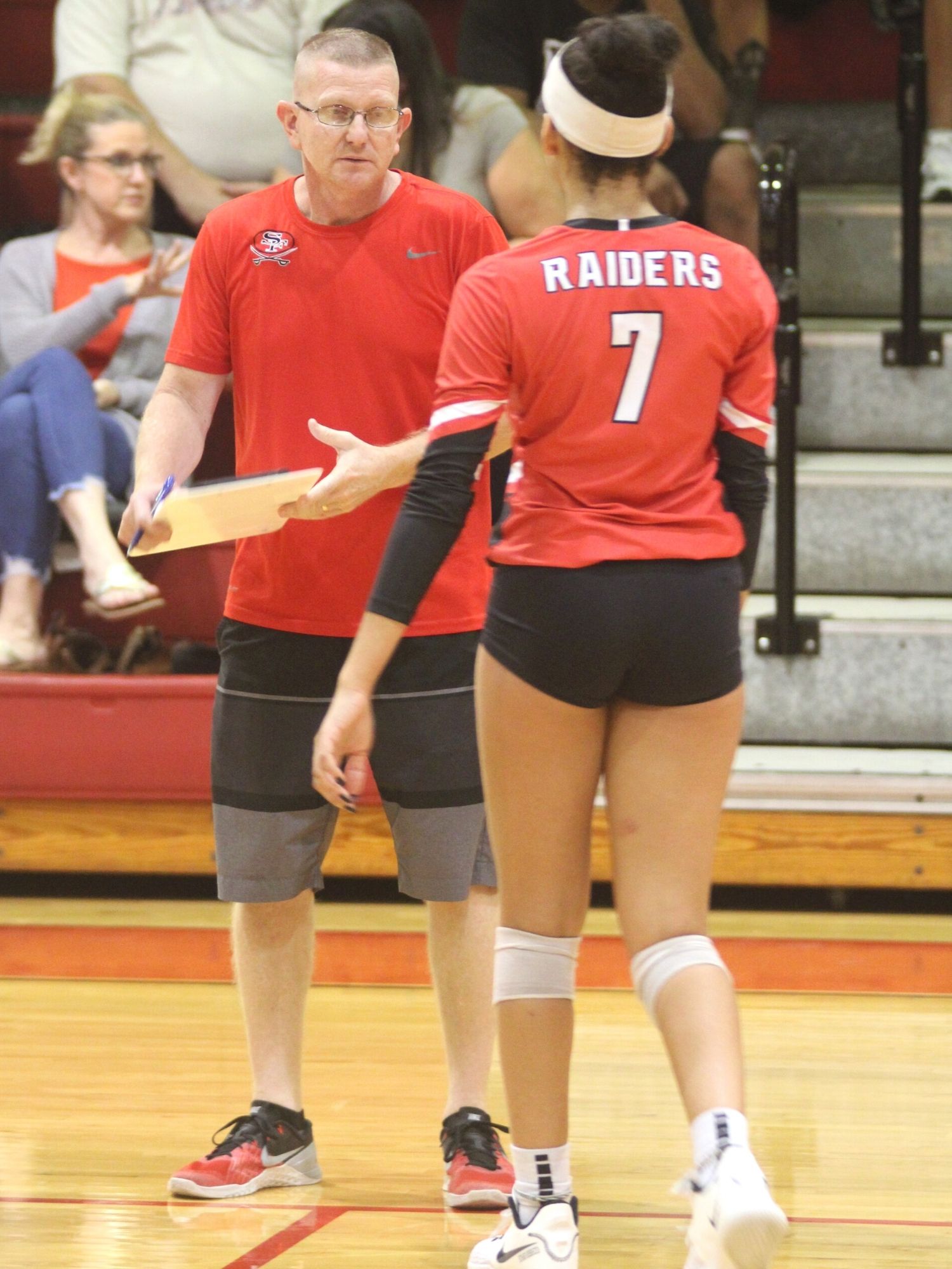 Santa Fe head coach Eric Marshall and Jalyn Stout