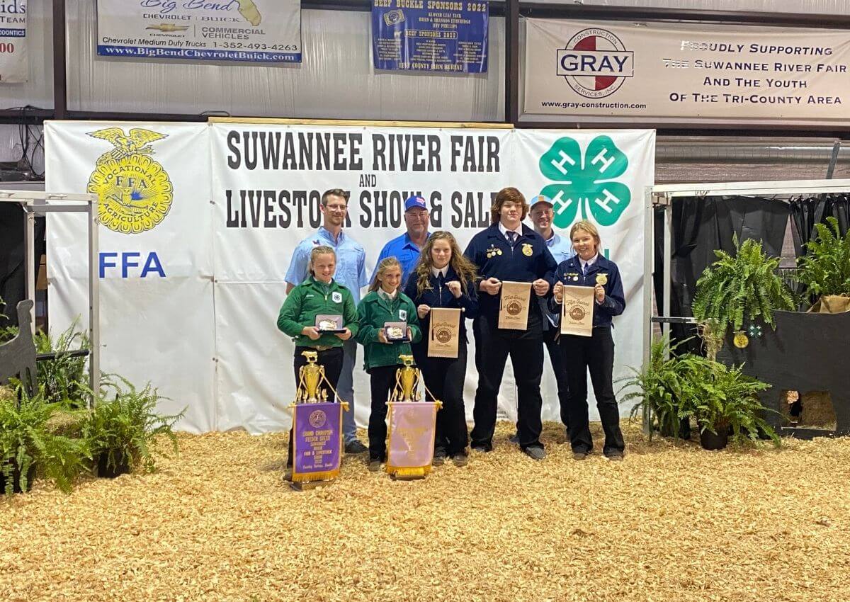 Top five feeder steer exhibitors show their awards