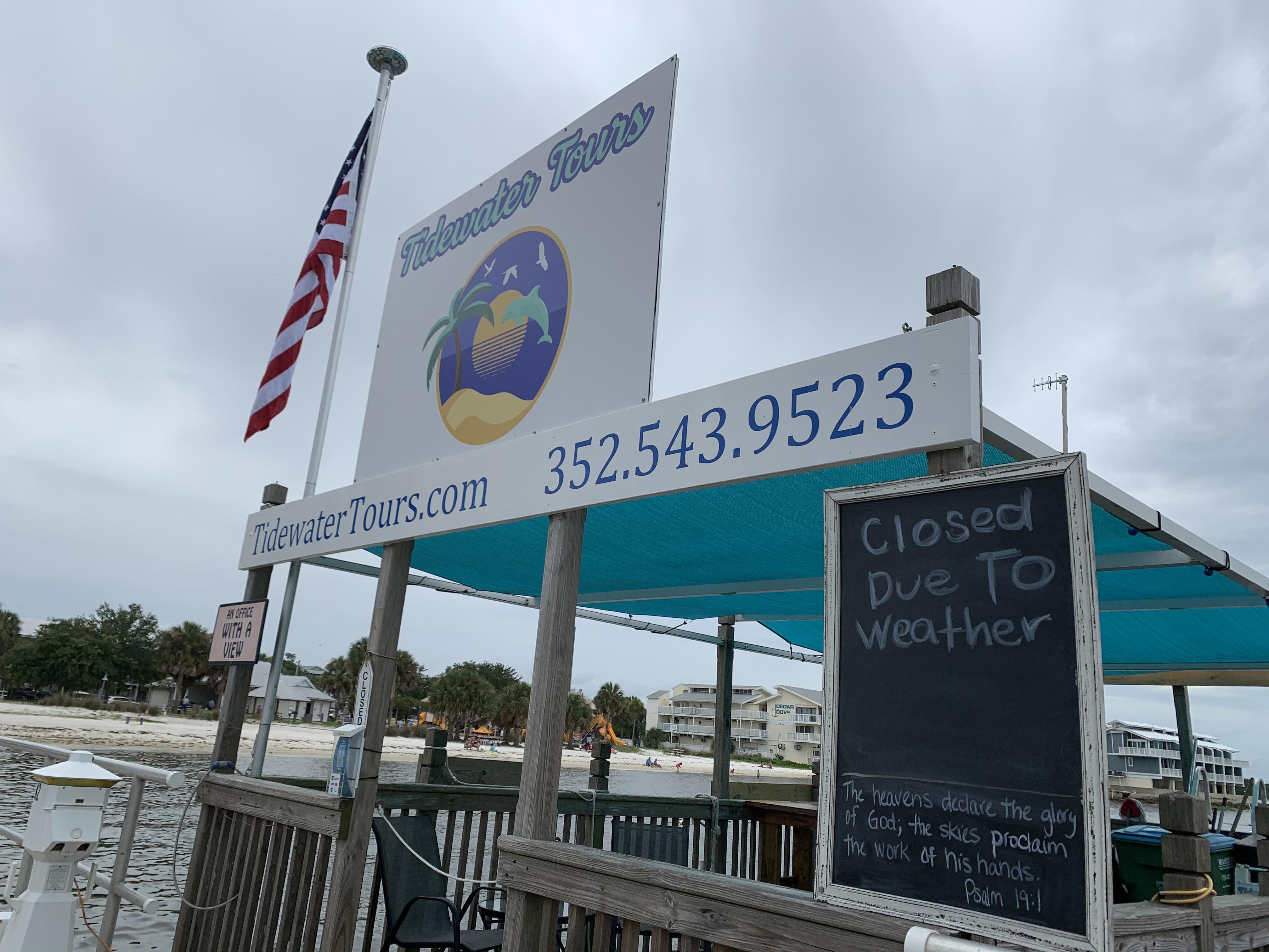 Tidewater Tours sign in Cedar Key