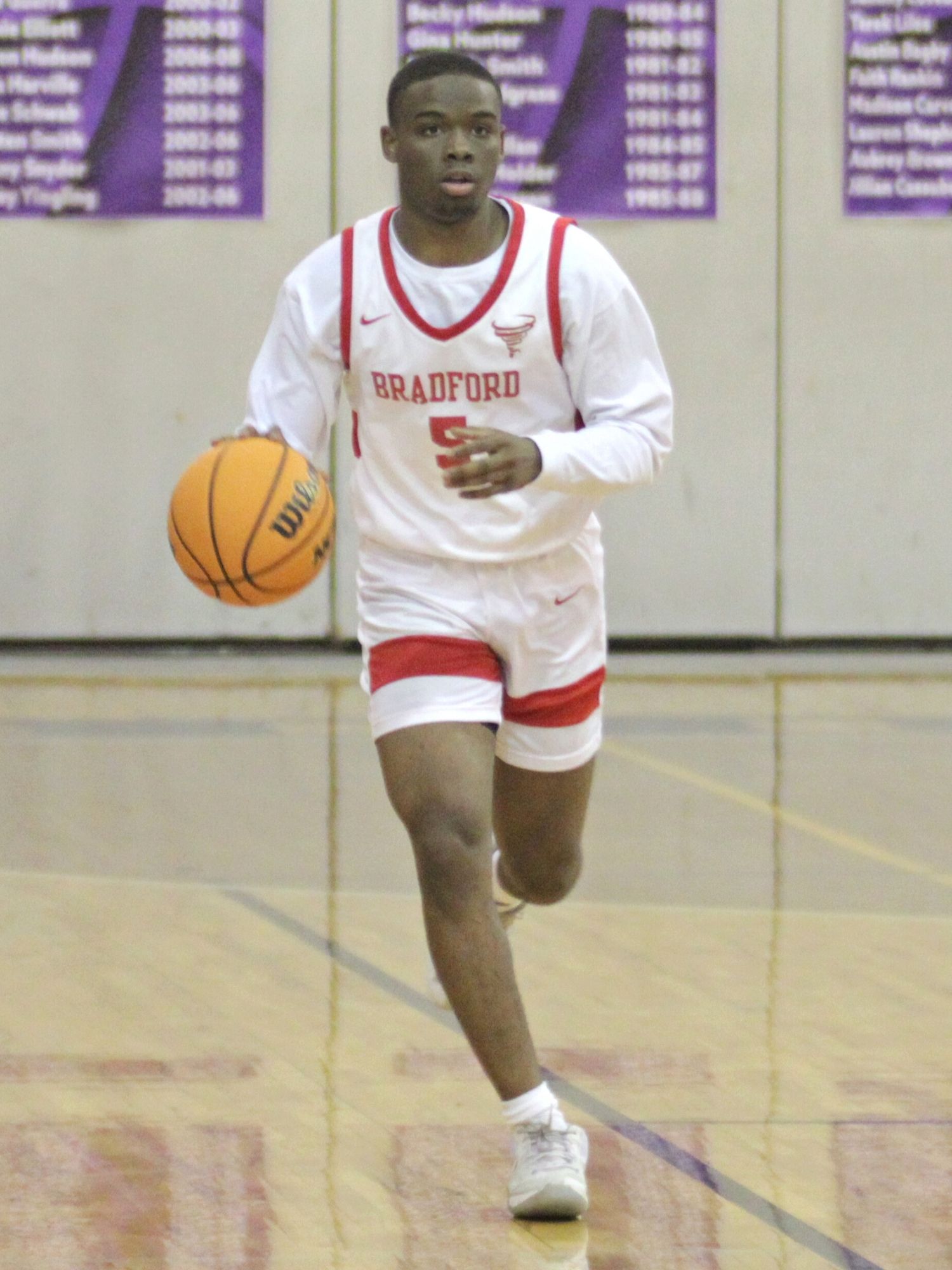 Bradford's Shayne Davis dribbles