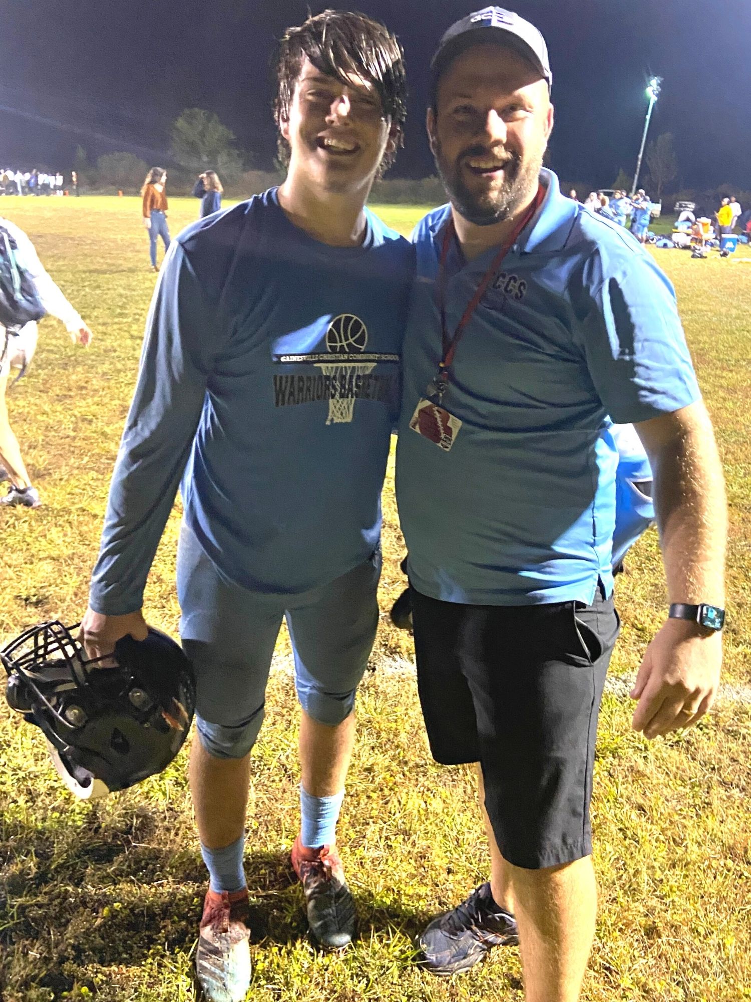 Senior Ethan Conner (left) -- with coach James Schrader -- has played for Gainesville Christian since the 6th grade