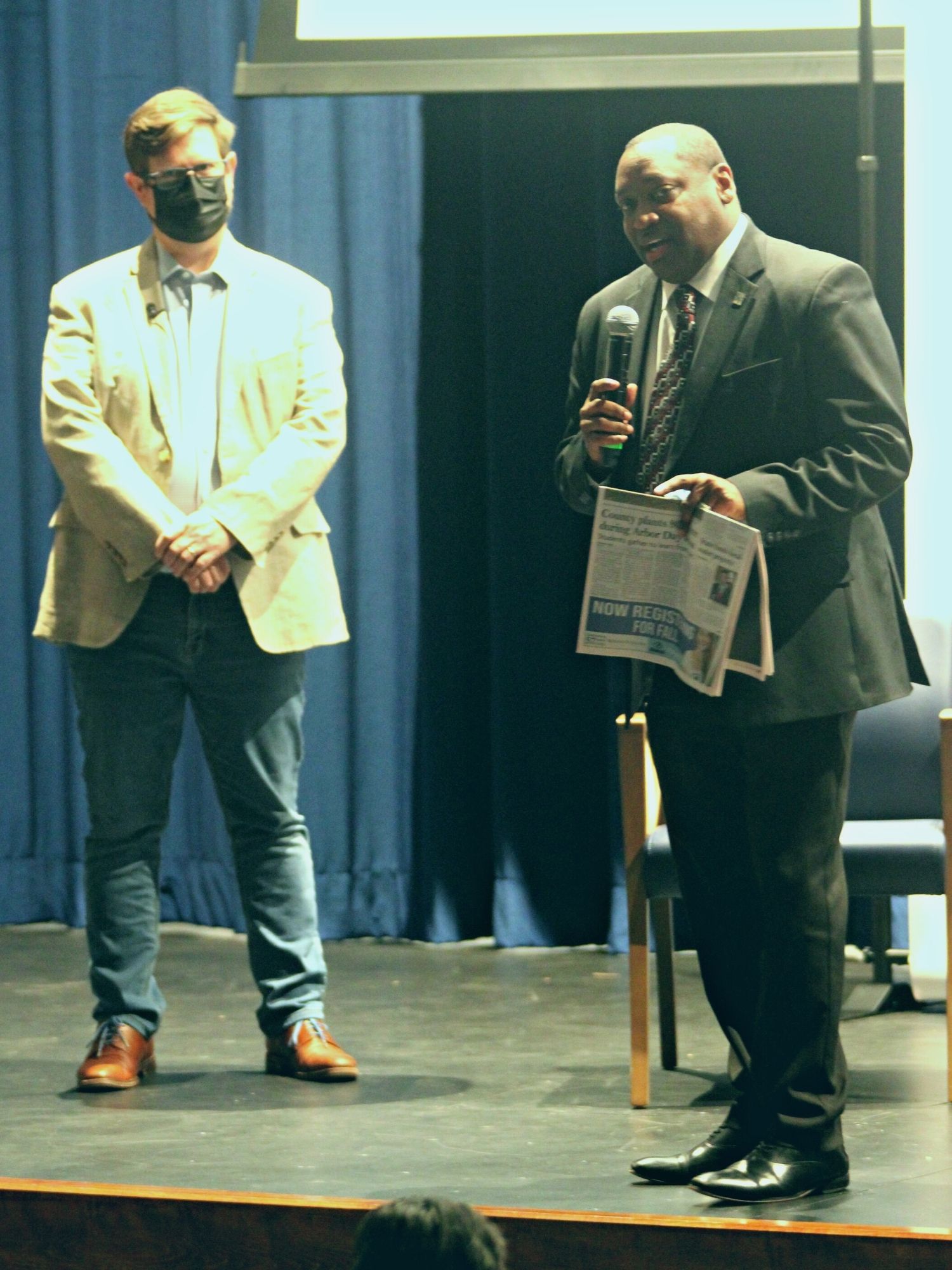 Gainesville Mayor Lauren Poe and Santa Fe College President Paul Broadie
