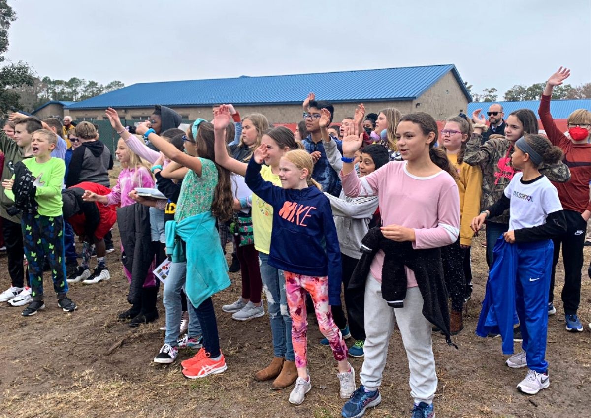 Oak View Middle School students at groundbreaking