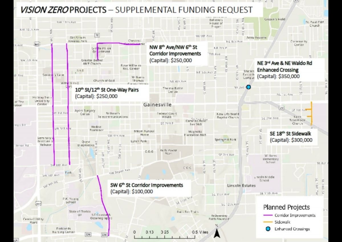 Vision Zero Projects Supplemental Funding Request map