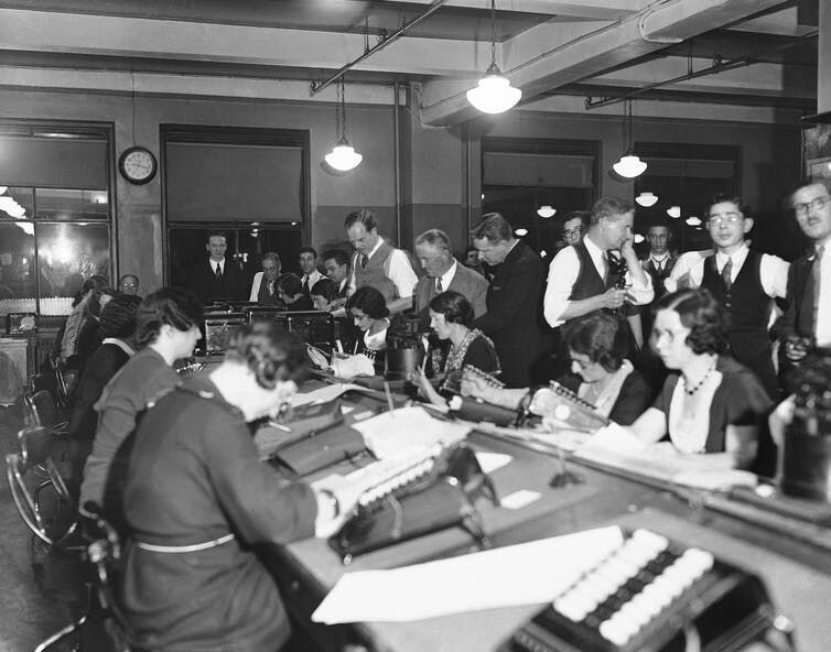 Journalists, like these Associated Press staffers, have always worked hard to report election results quickly  and accurately.AP Photo