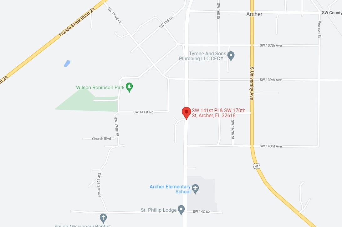 County Road and SW 141st Place Archer map