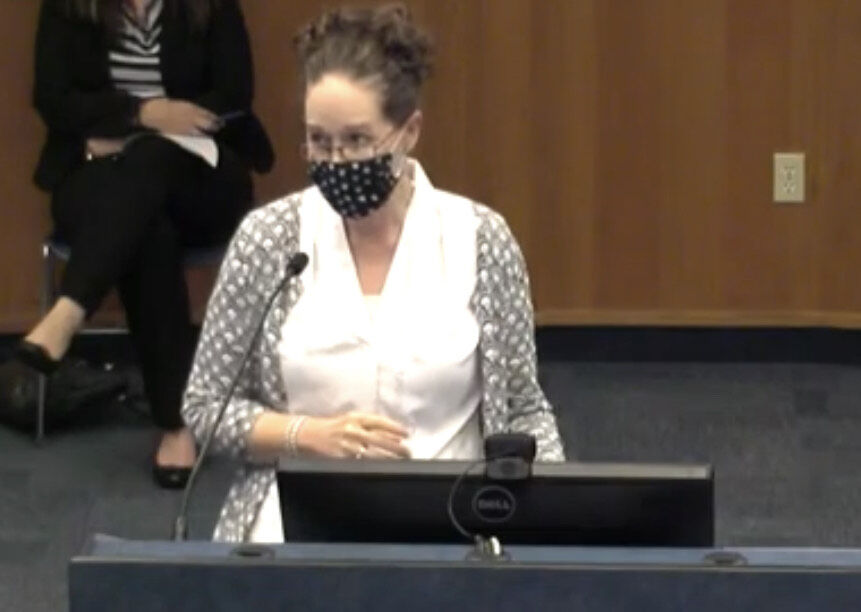 Jennifer Wise speaks at school board meeting