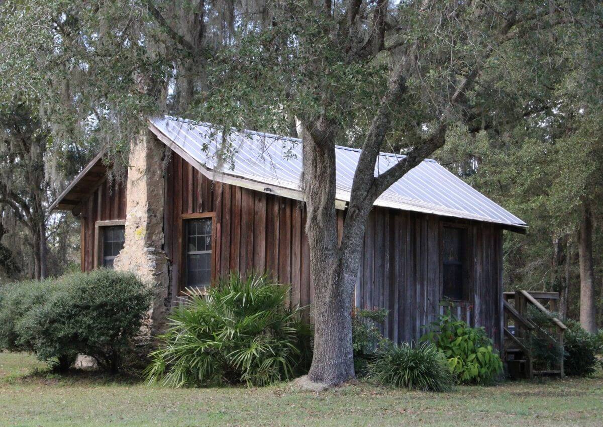Back view of the Perkins home