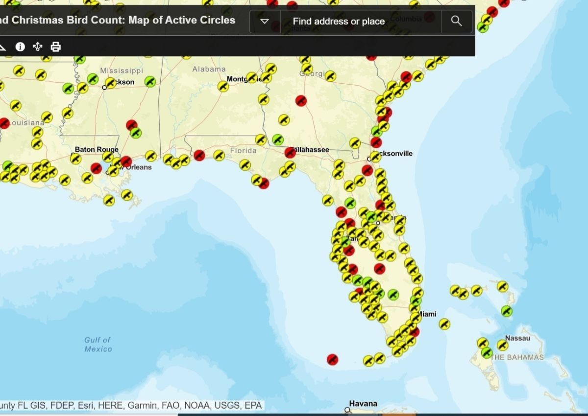 All Florida bird count map