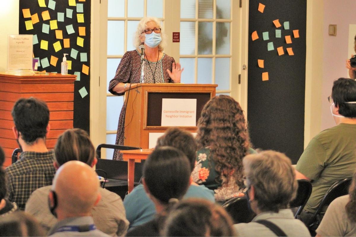 BOCC Chair Marihelen Wheeler speaks at the GINI Blueprint launch