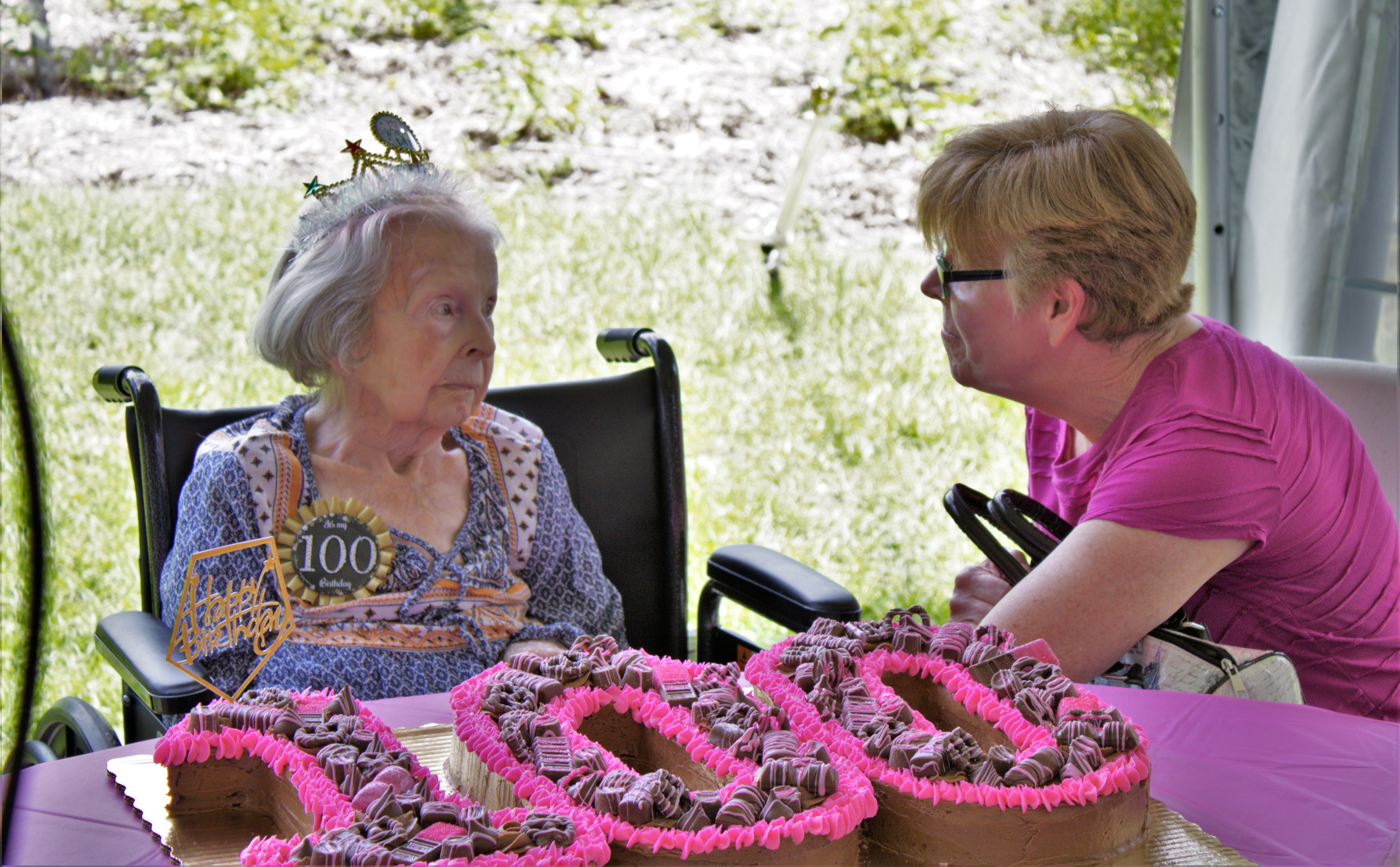 Helen Blanchard's 100th birthday with cake