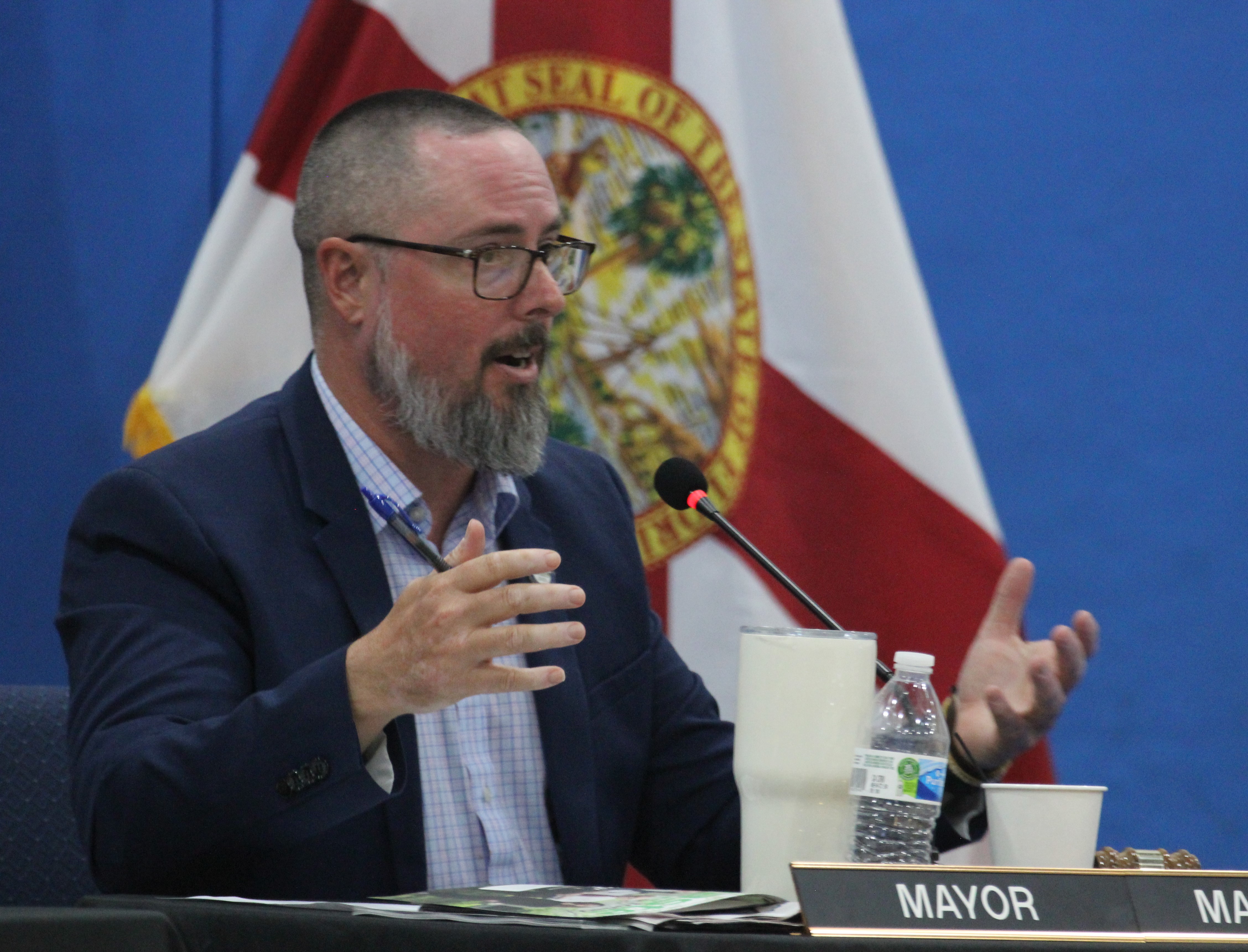 Newberry Mayor Jordan Marlowe speaks at a joint commission meeting