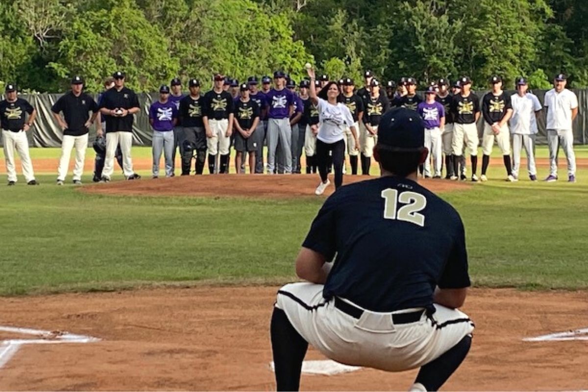 Minde Prince Reinhart throws out the first pitch