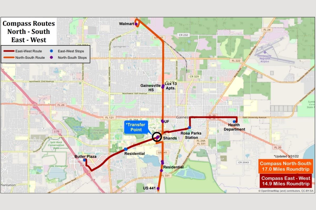 Map of proposed Compass Routes