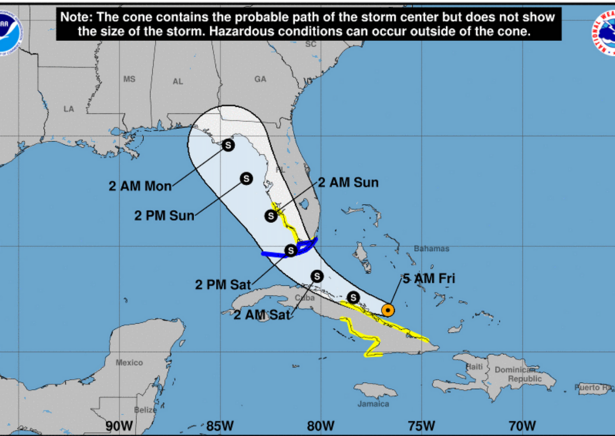 Tropical Depression Fred projected path 8-13-21