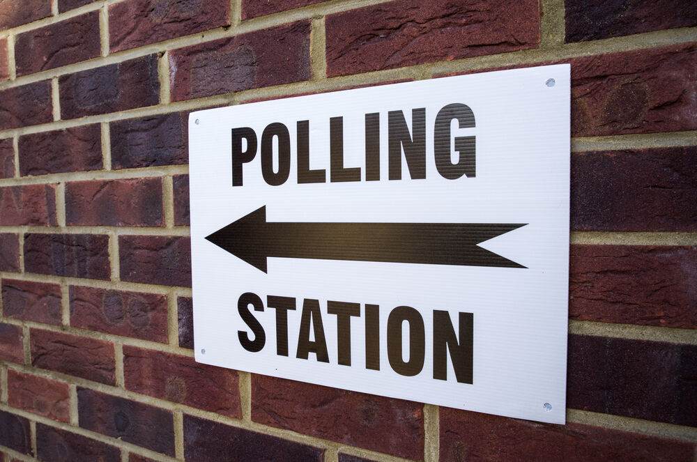 Polling station sign