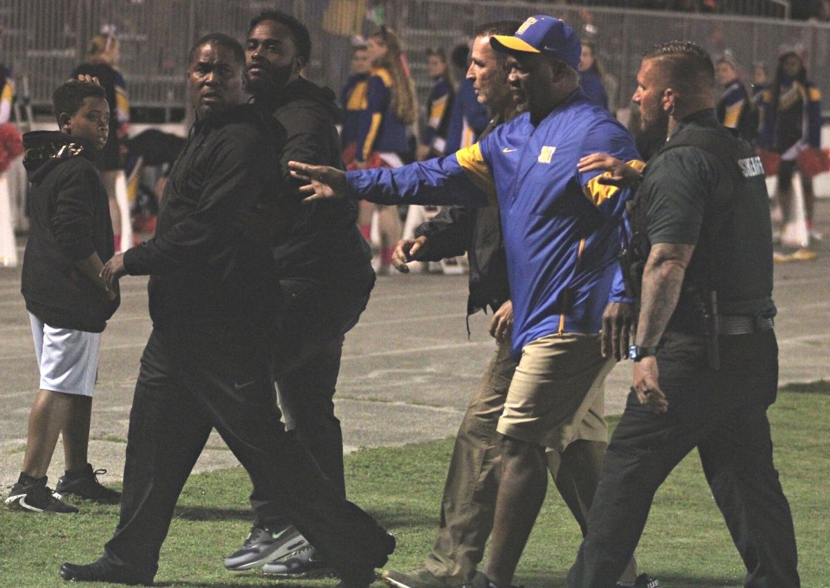 Newberry sideline incident - man second from left ejected