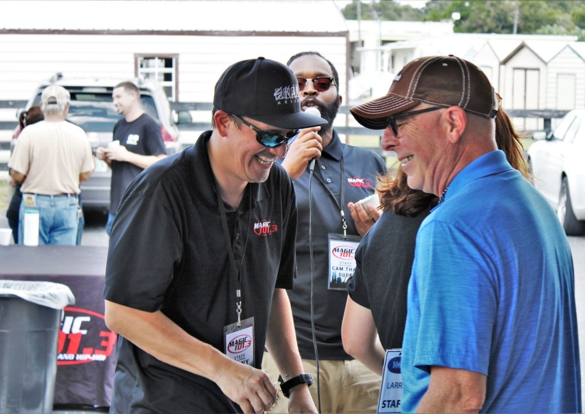 Radio DJs Vinny Foo and Larry Wilson share a laugh during the Diamonds in the Rough event