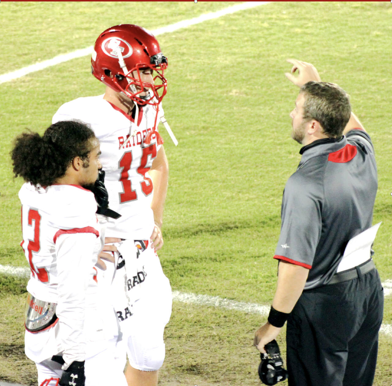 Santa Fe's Landon Rogers and head coach Jared Allen