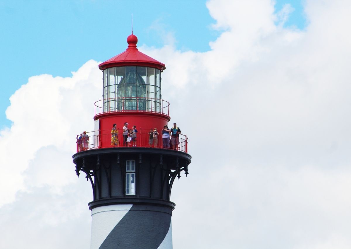 St. Augustine Lighthouse with visitors on deck