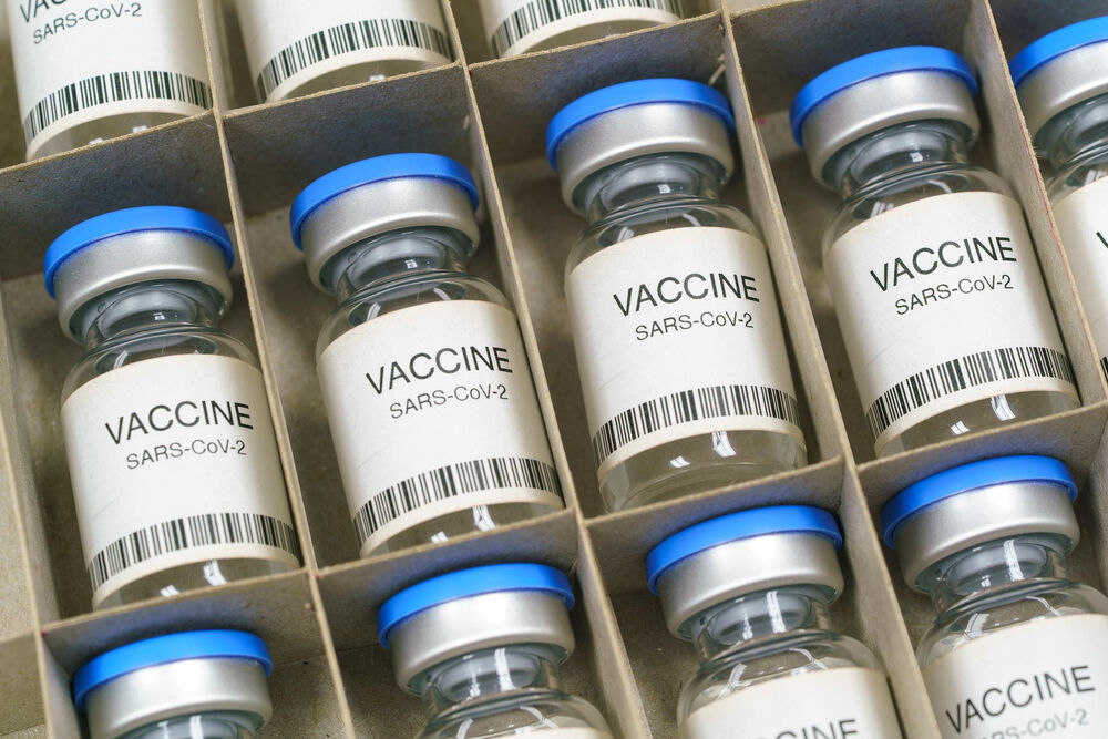 Vaccine bottles in box