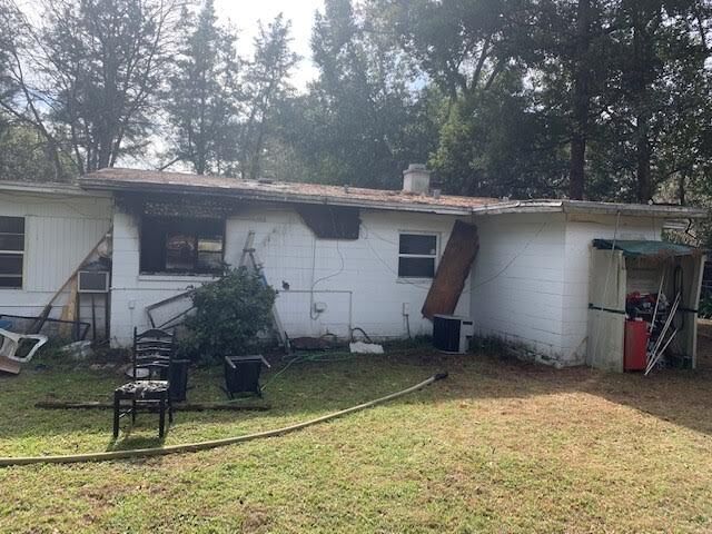 Fire damage on the back of a house
