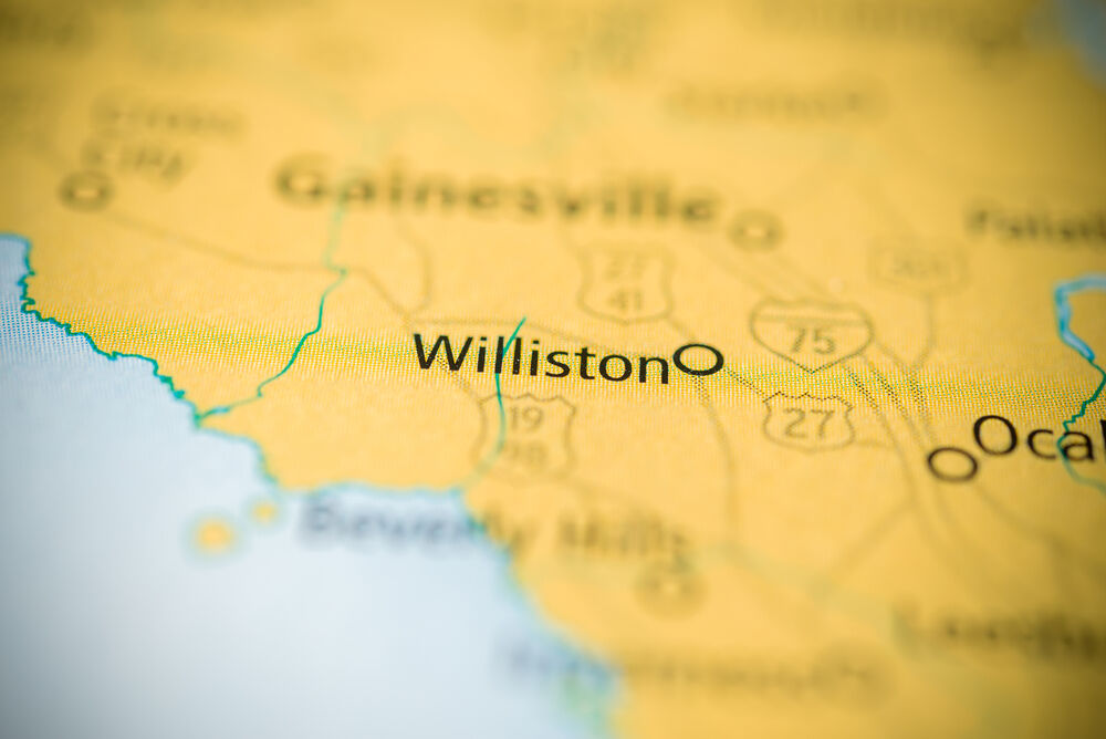 Map focused on Williston, Florida
