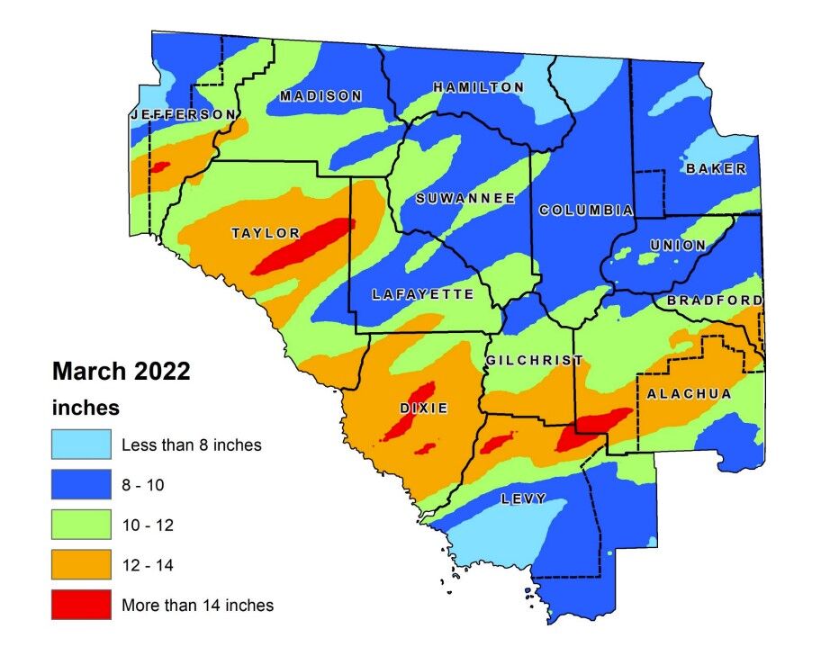 SWRMD March 2022 rainfall total chart