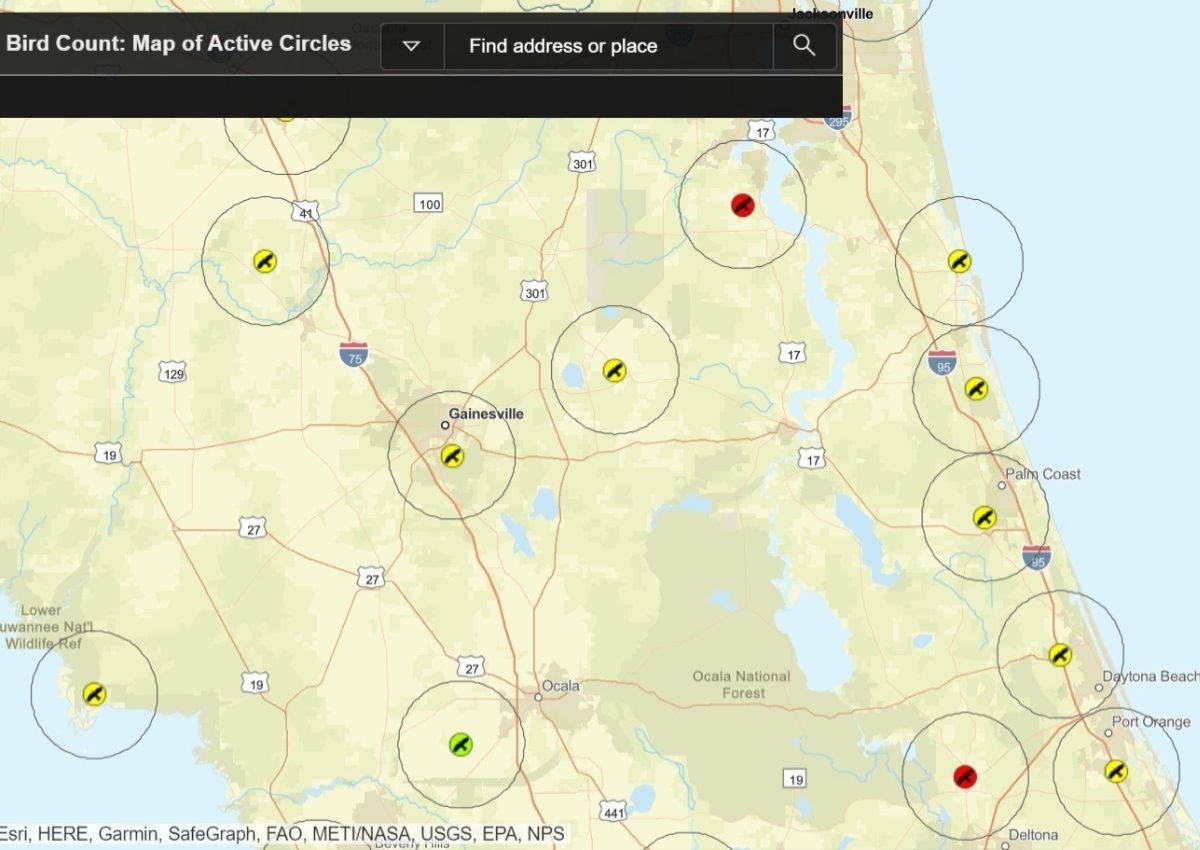 Central Florida bird count map