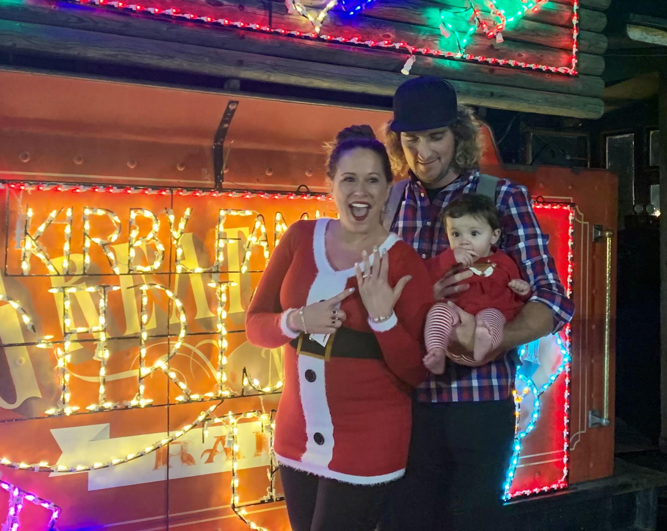 One couple visiting from Palm Coast got engaged right in front of the decked-out engine.
