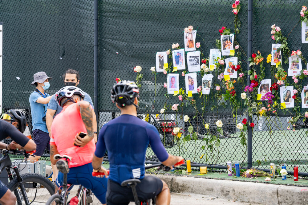 Memorial to building collapse victims in Surfside, Florida