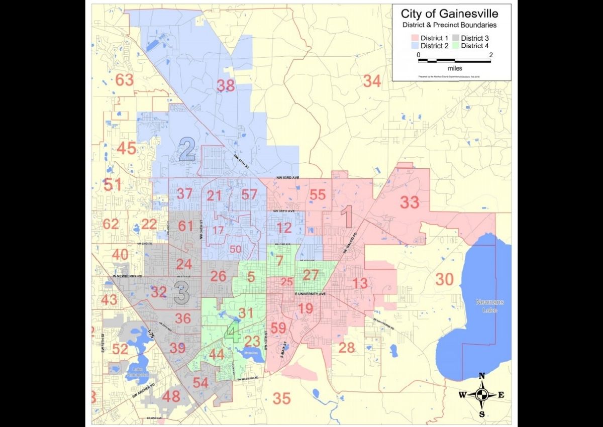 Gainesville district and precinct boundaries map