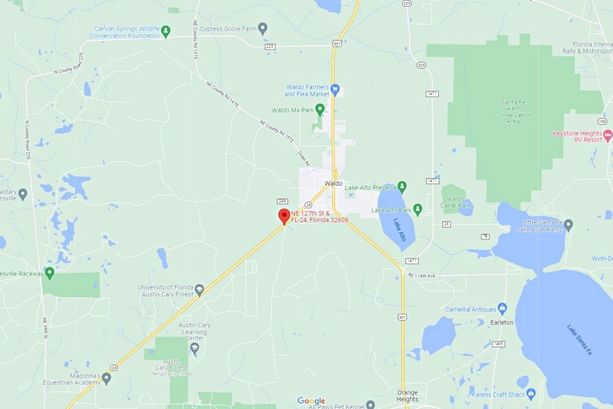 State Road 24 and NE 127th Street near Waldo map