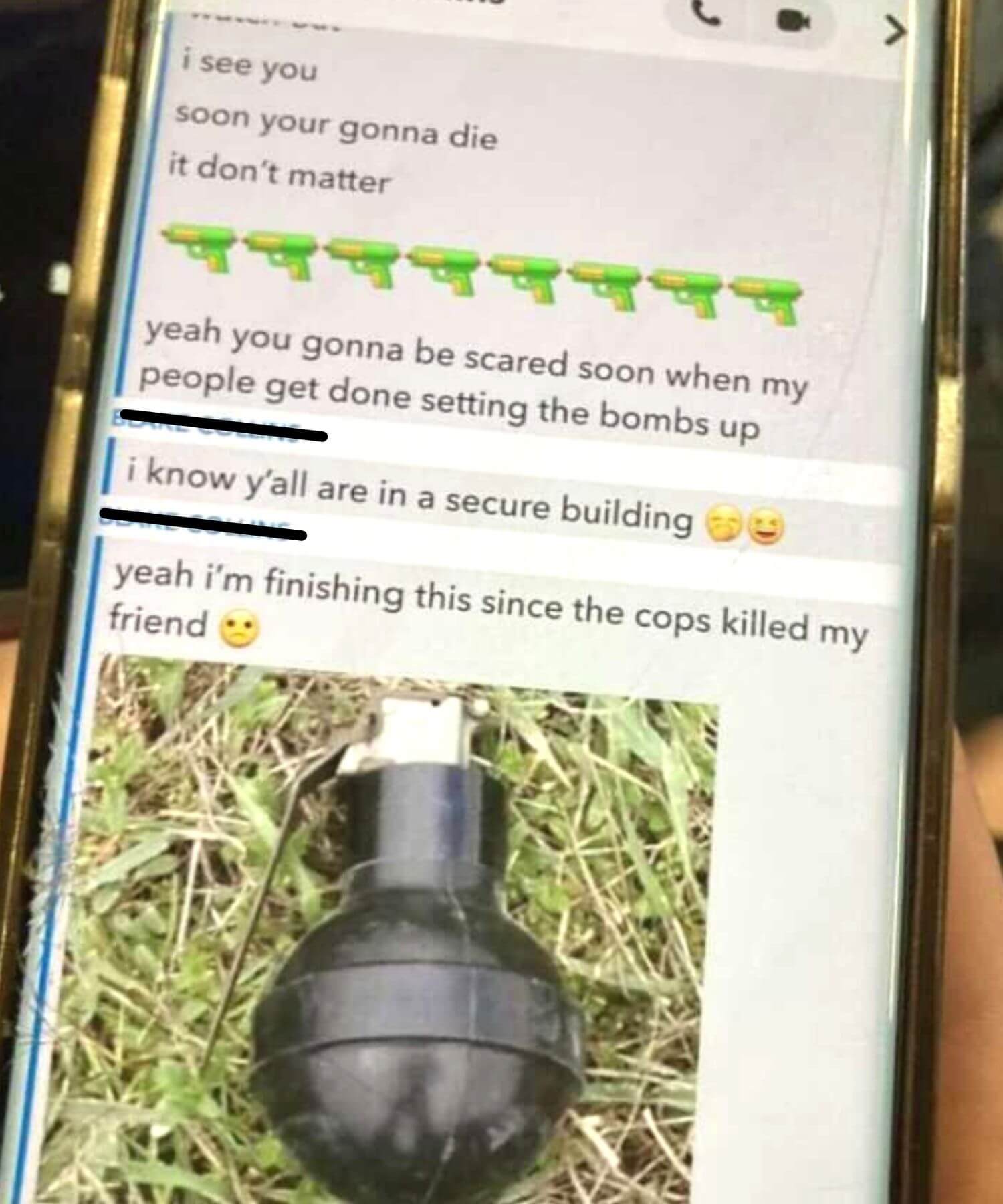 Bomb text threat 9-28-21
