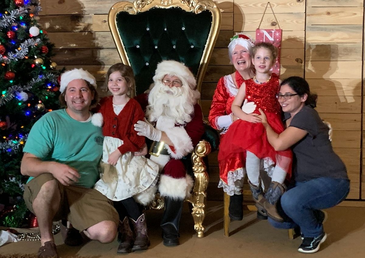 Family visiting Santa at Kirby Family Farm
