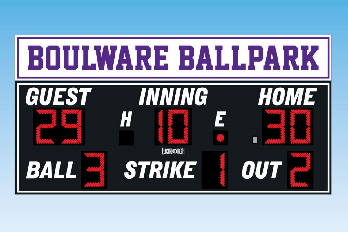 Boulware Ballpark scoreboard