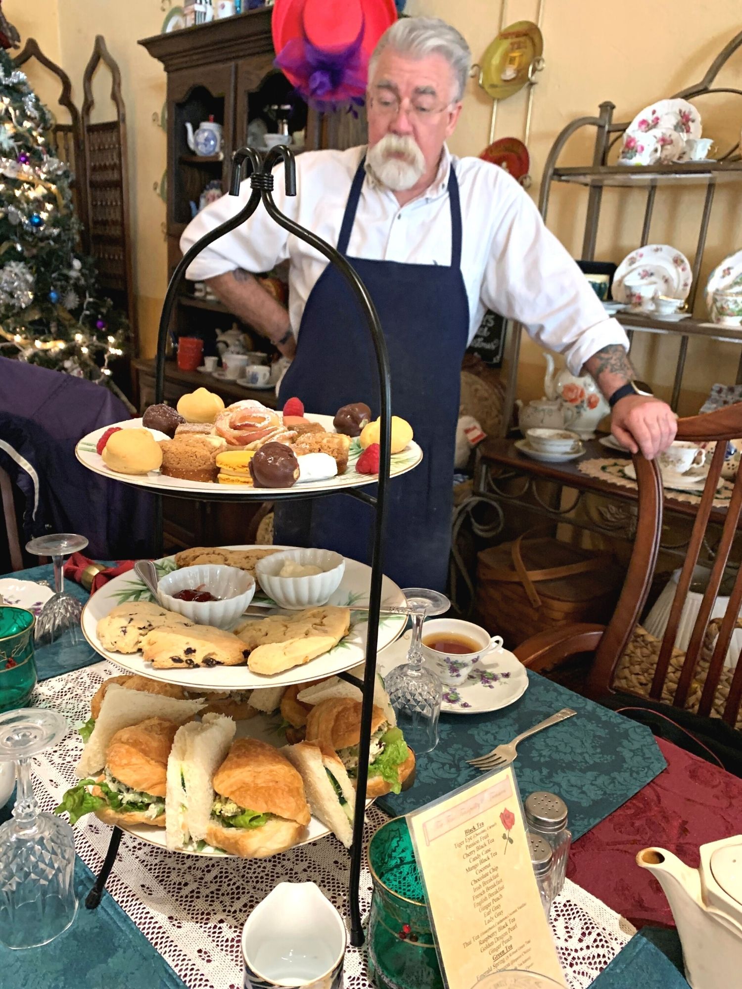 Louis Blair with the high tea tower