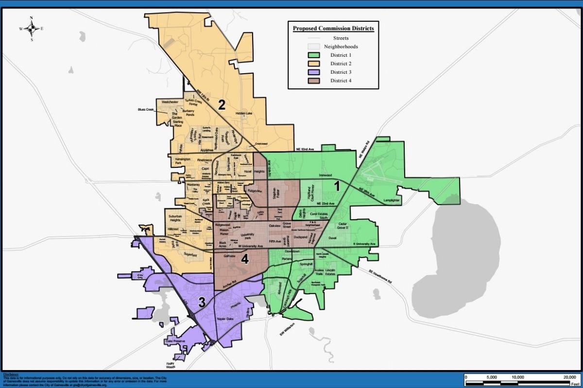 Gainesville proposed commission district map 3-31-22