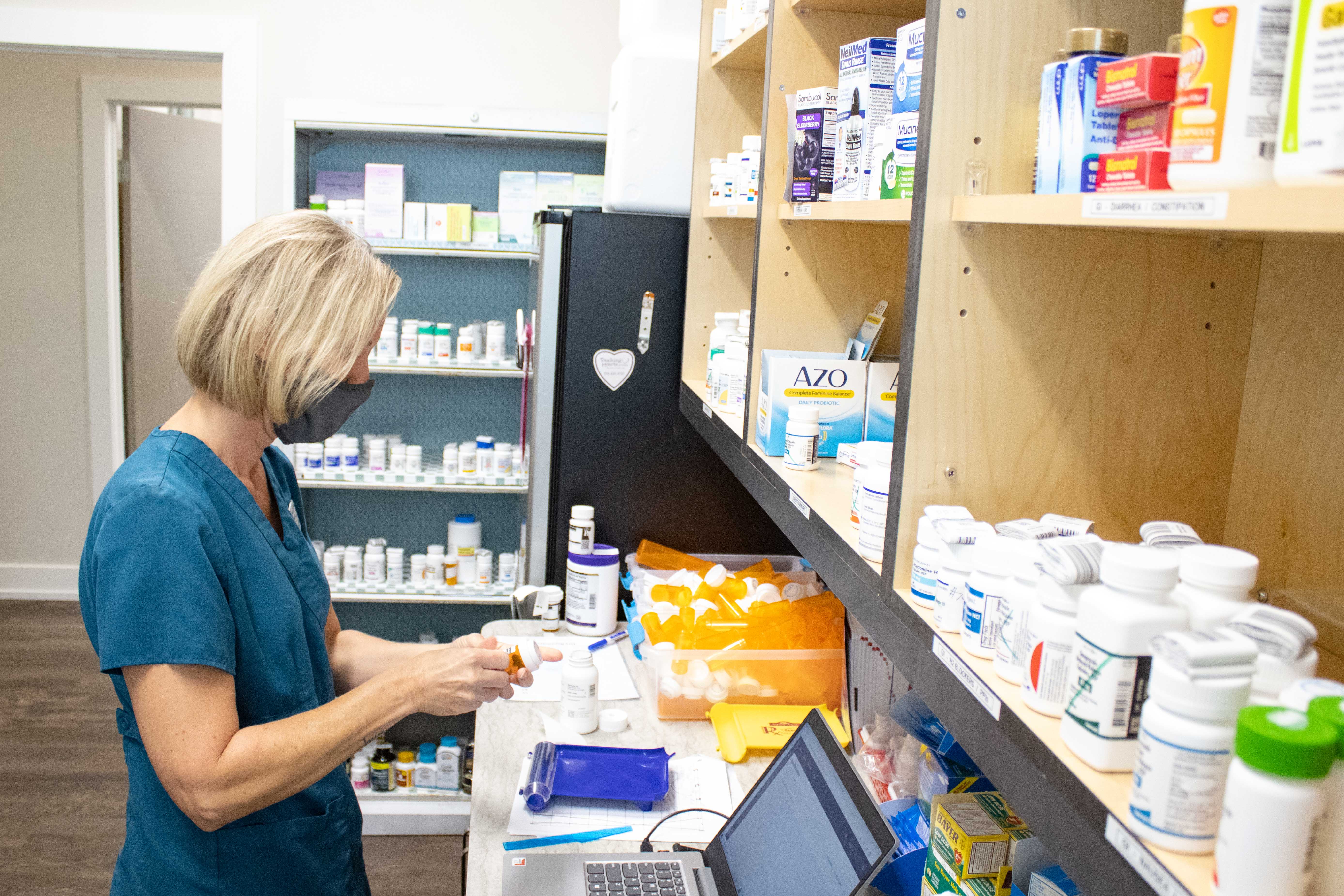 Nurse Jennifer Forrest prepares medication
