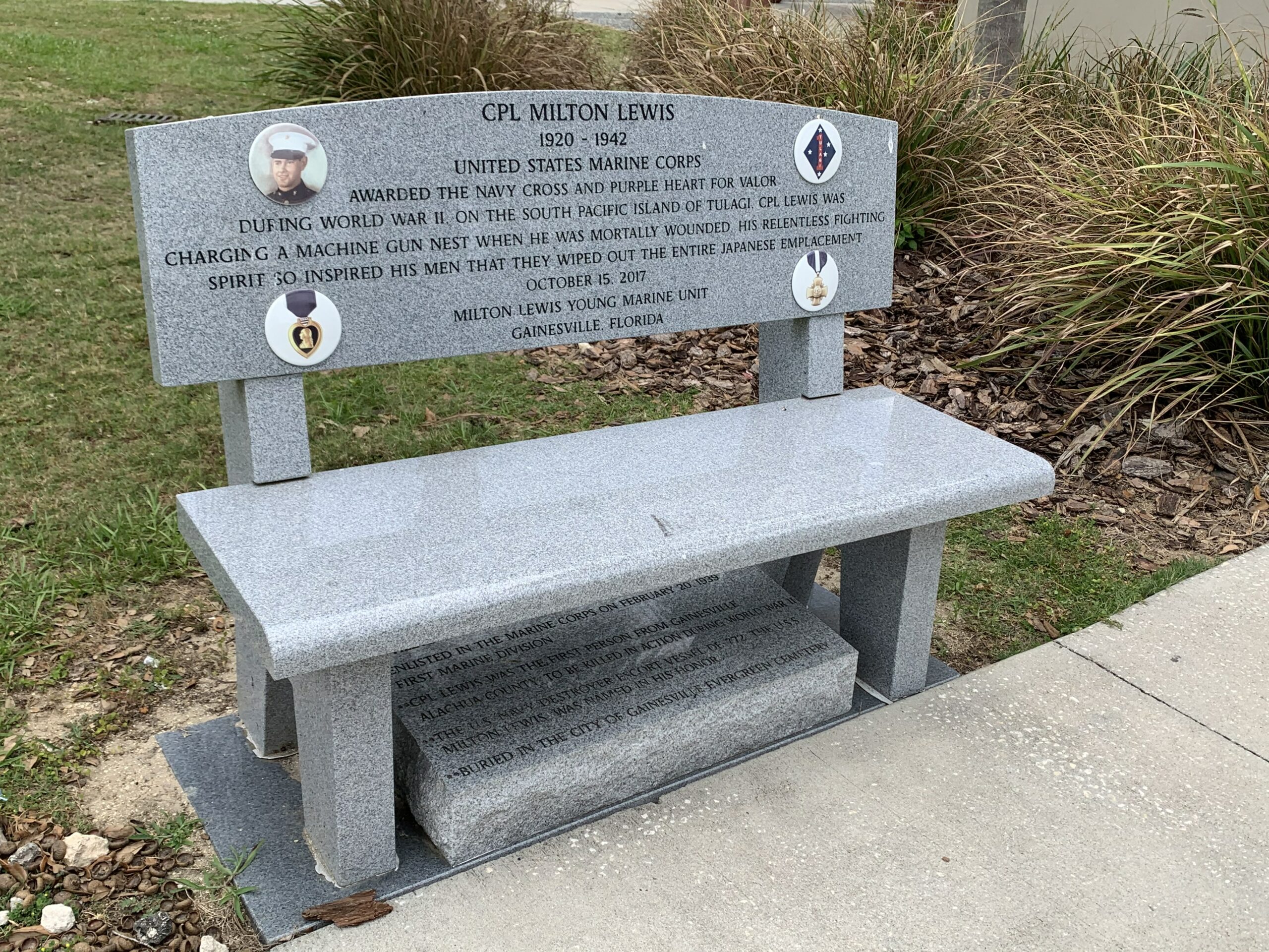 Bench at Veterans Memorial Park in Gainesville