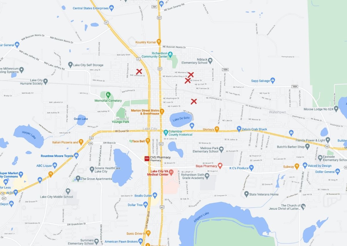 Lake City shootings plotted on map