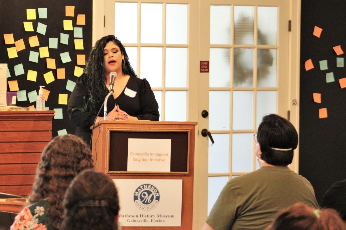 Yennifer Molina speaks at the GINI Blueprint launch